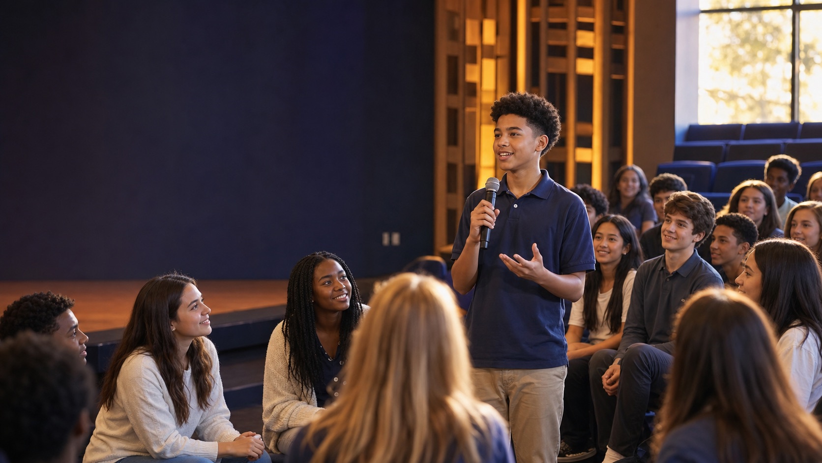 Middle School students participating in a leadership workshop
